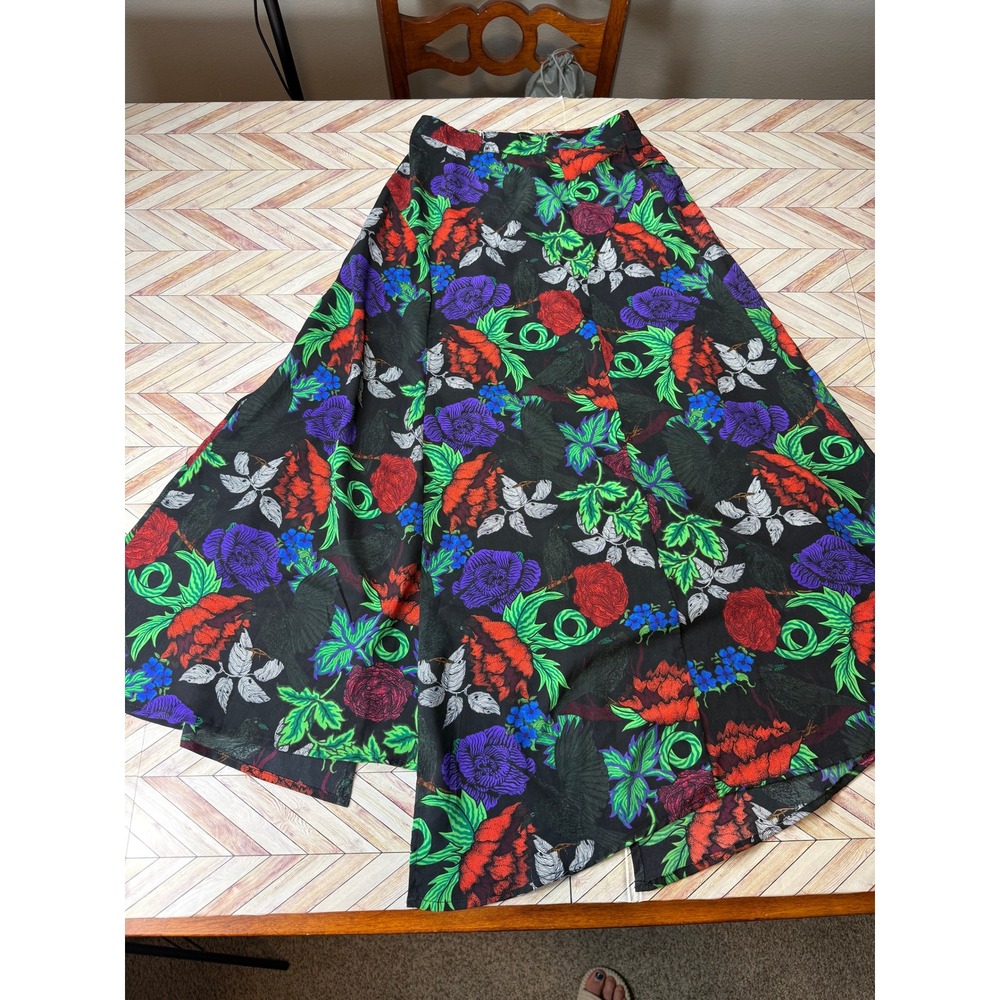 Mod Boho Skirt TOPSHOP Black Floral Print Midi Women's 4 Small Bold Small Bold S